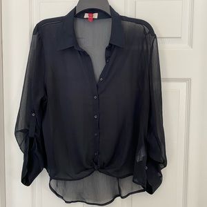 LEI black sheer Blouse- size Large